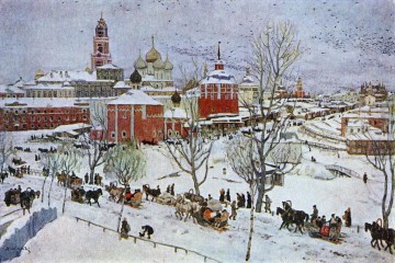 風景 Painting - セルギエフ・ポサドで 1911 年 コンスタンティン・ユオンの街並み 都市の風景